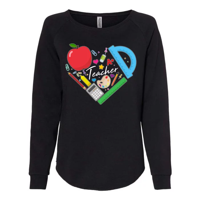 Cute Cool Teacher School Tools Heart Womens California Wash Sweatshirt