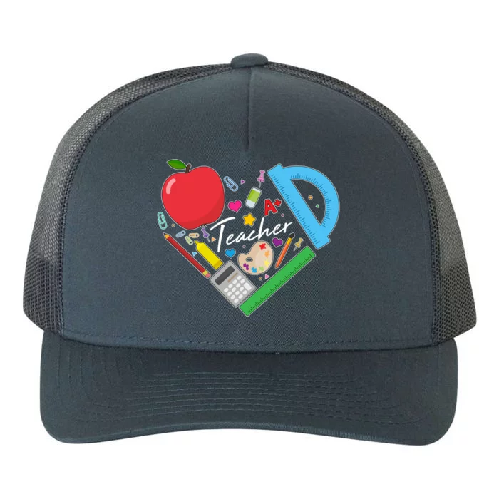 Cute Cool Teacher School Tools Heart Yupoong Adult 5-Panel Trucker Hat