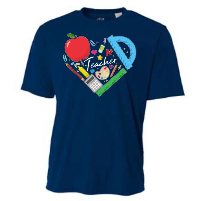 Cute Cool Teacher School Tools Heart Cooling Performance Crew T-Shirt