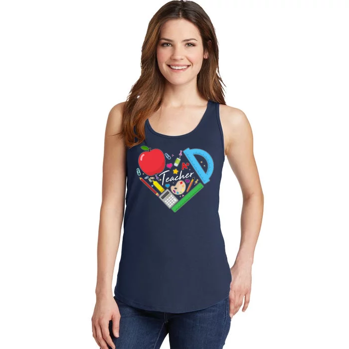 Cute Cool Teacher School Tools Heart Ladies Essential Tank