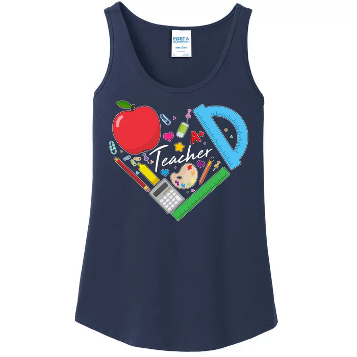 Cute Cool Teacher School Tools Heart Ladies Essential Tank