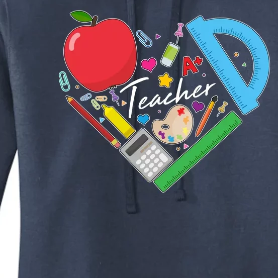 Cute Cool Teacher School Tools Heart Women's Pullover Hoodie