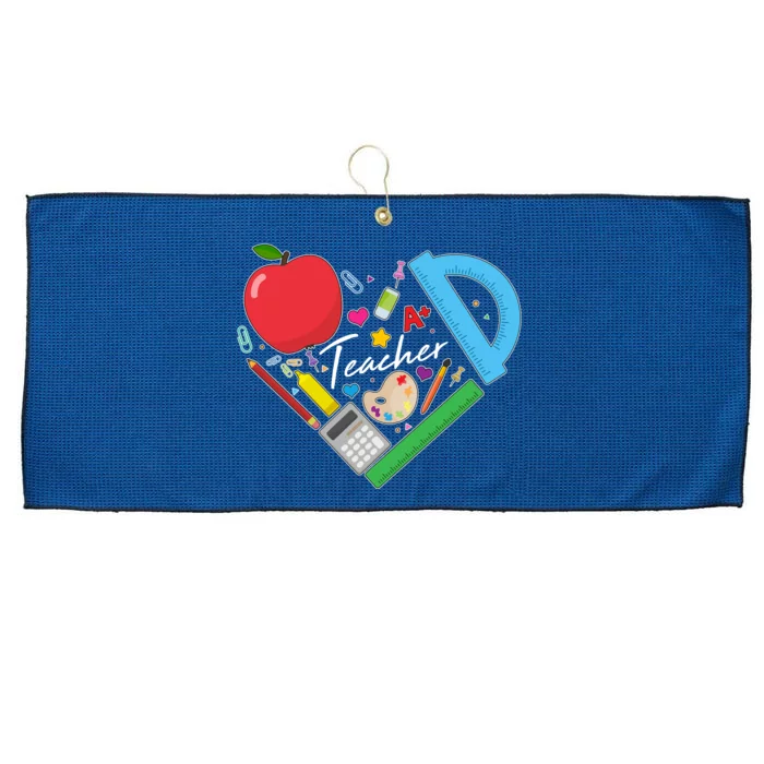 Cute Cool Teacher School Tools Heart Large Microfiber Waffle Golf Towel