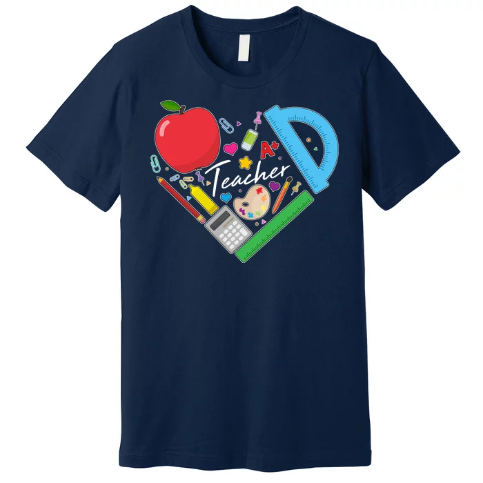 Cute Cool Teacher School Tools Heart Premium T-Shirt