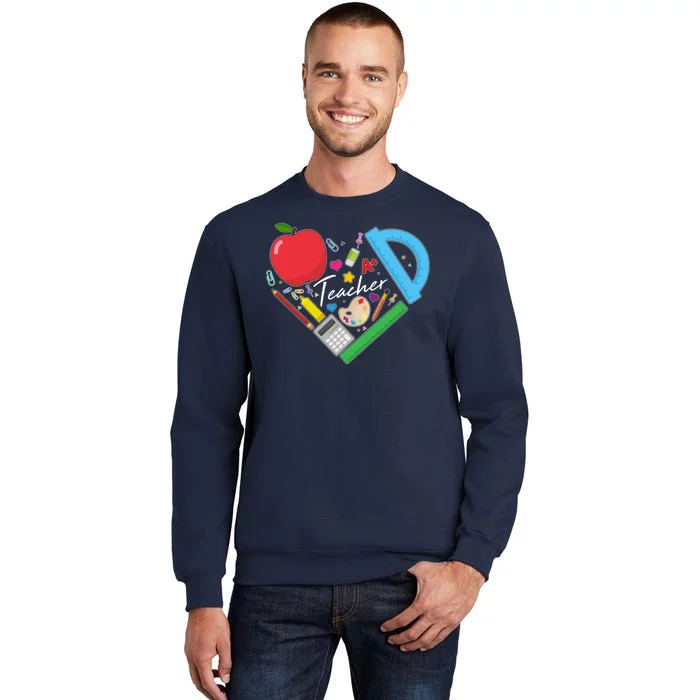 Cute Cool Teacher School Tools Heart Tall Sweatshirt