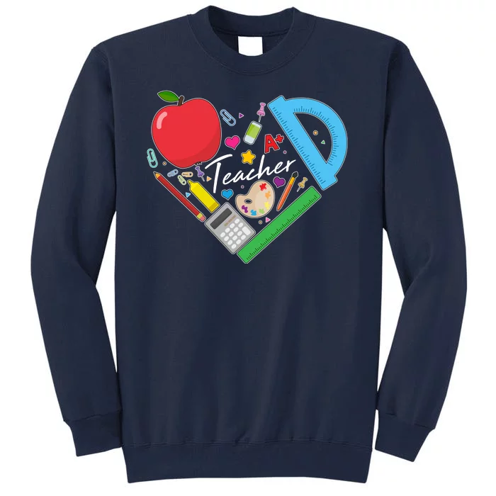 Cute Cool Teacher School Tools Heart Tall Sweatshirt