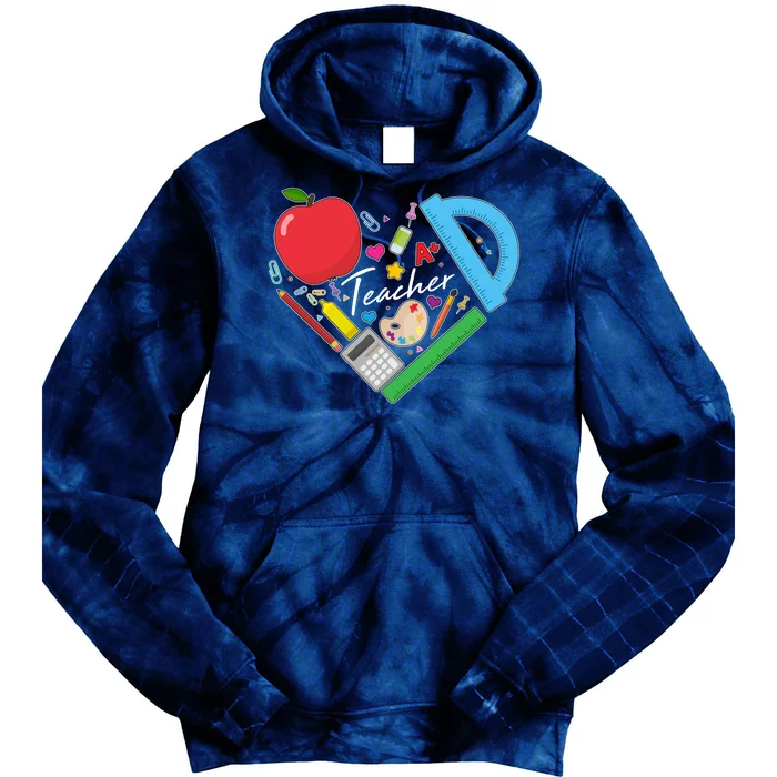 Cute Cool Teacher School Tools Heart Tie Dye Hoodie