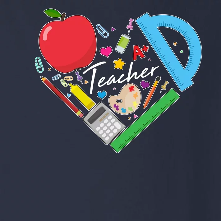 Cute Cool Teacher School Tools Heart Toddler Long Sleeve Shirt