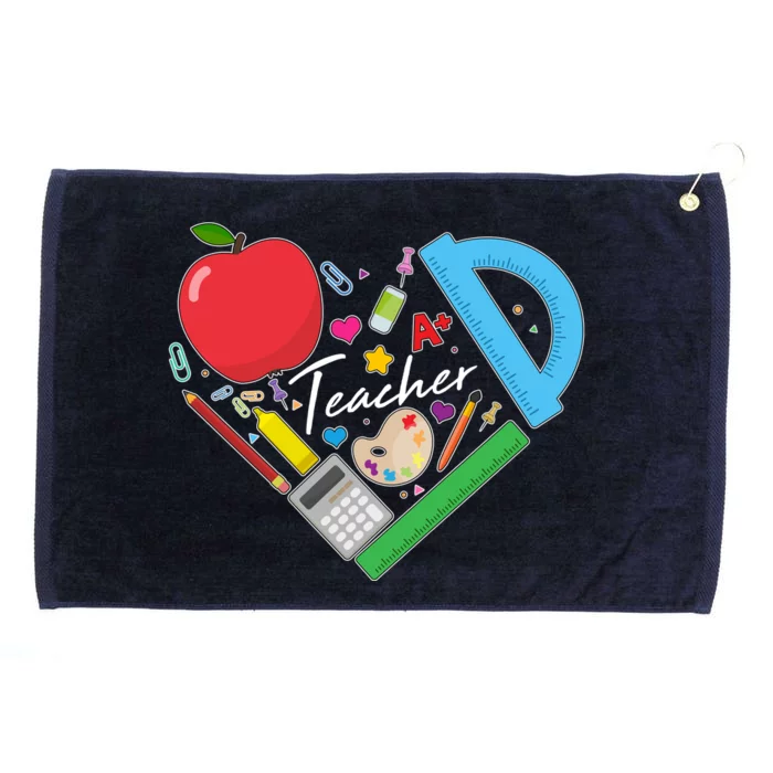 Cute Cool Teacher School Tools Heart Grommeted Golf Towel