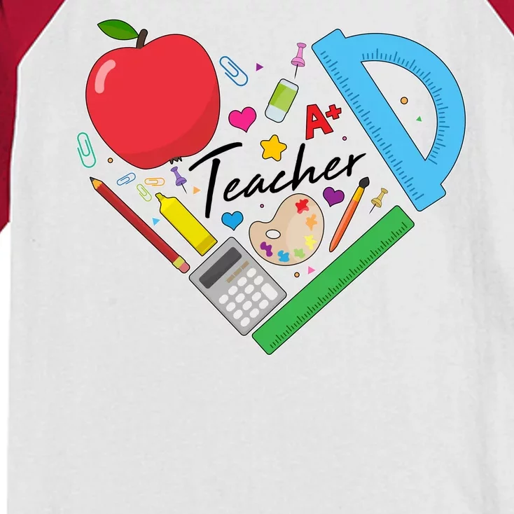 Cute Cool Teacher School Tools Heart Kids Colorblock Raglan Jersey