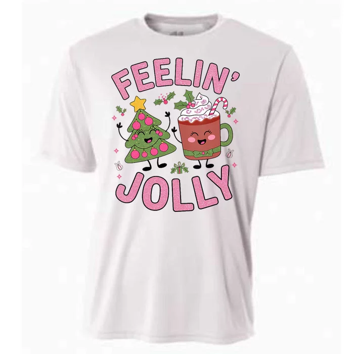 Cute Christmas Tree Hot Chocolate Feeling Jolly Funny Xmas Cooling Performance Crew T-Shirt