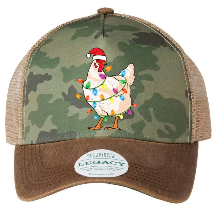 Chicken Christmas Tree With Santa Hat Farmer Funny Chicken Legacy Tie Dye Trucker Hat