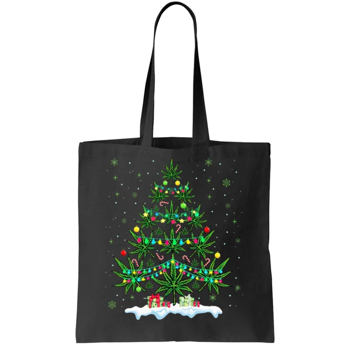 Cannabis Christmas Tree Xmas Funny Smoking Weed Marijuana Tote Bag