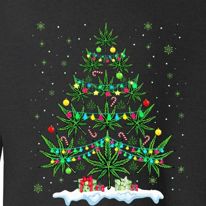 Cannabis Christmas Tree Xmas Funny Smoking Weed Marijuana Toddler Sweatshirt