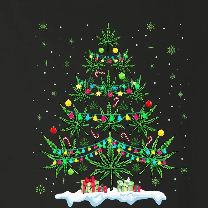 Cannabis Christmas Tree Xmas Funny Smoking Weed Marijuana Toddler Long Sleeve Shirt