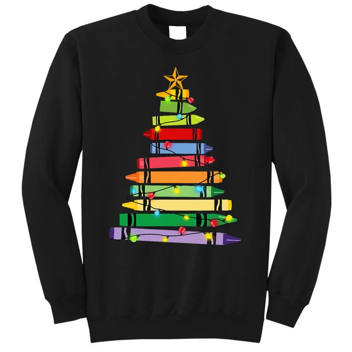 Christmas Crayon Tree Light Gifts for Teachers Tall Sweatshirt