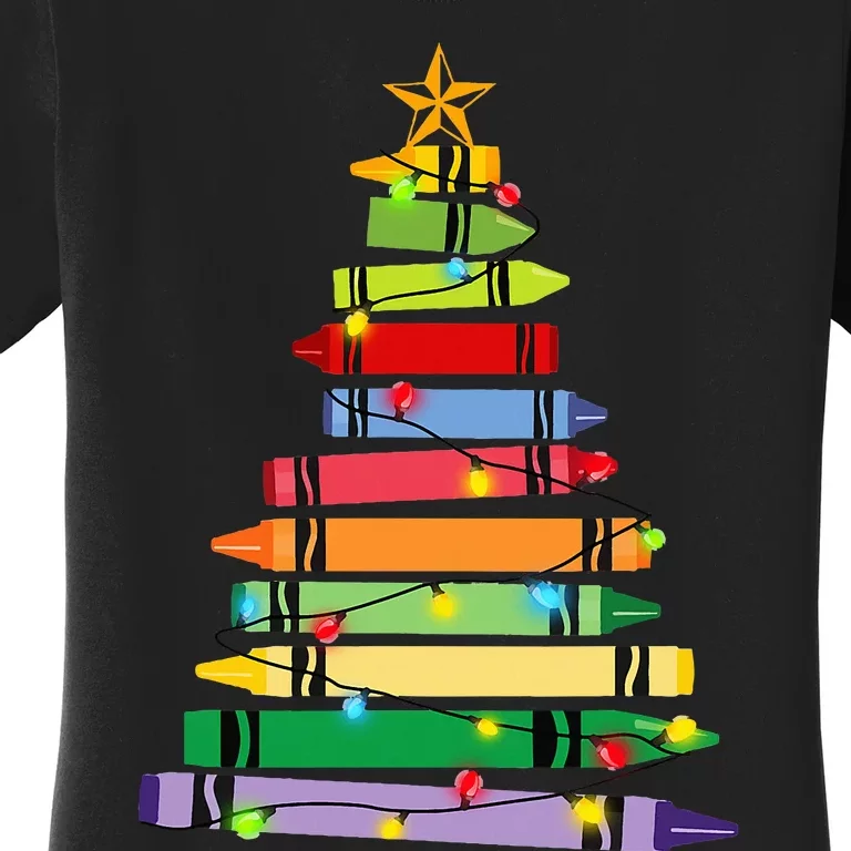 Christmas Crayon Tree Light Gifts for Teachers Women's T-Shirt