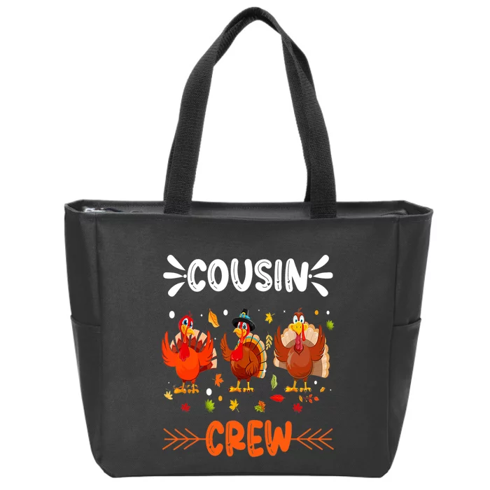 Cousin Crew Turkey Family Thanksgiving Pajamas Matching Zip Tote Bag