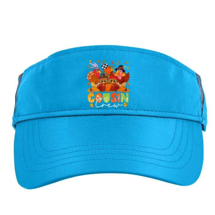 Cousin Crew Thanksgiving Three Cute Turkeys Fall Pumpkins Cute Gift Adult Drive Performance Visor