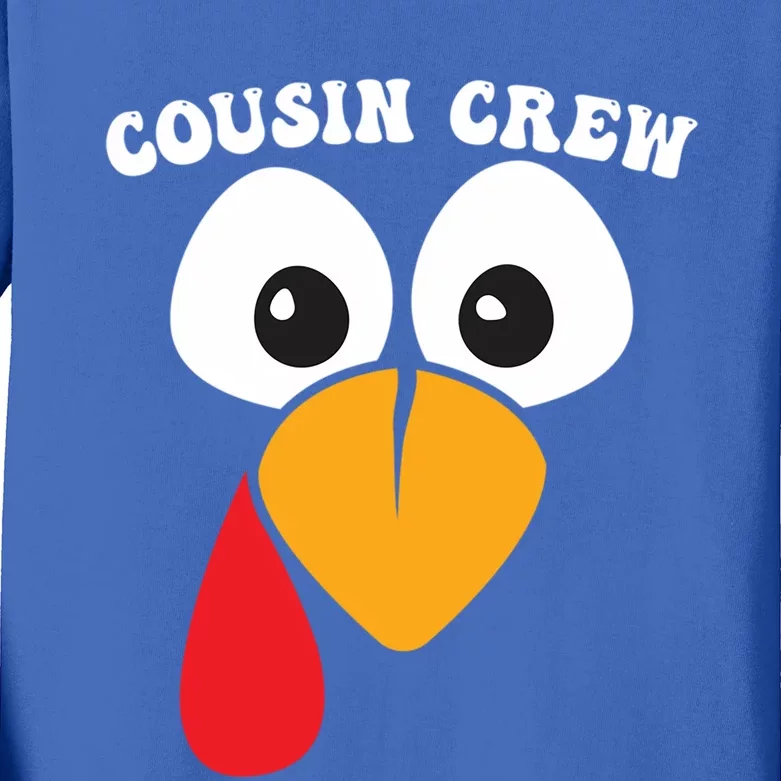 Cousin Crew Turkey Cute Family Thanksgiving Pajamas Matching Gift Kids Long Sleeve Shirt