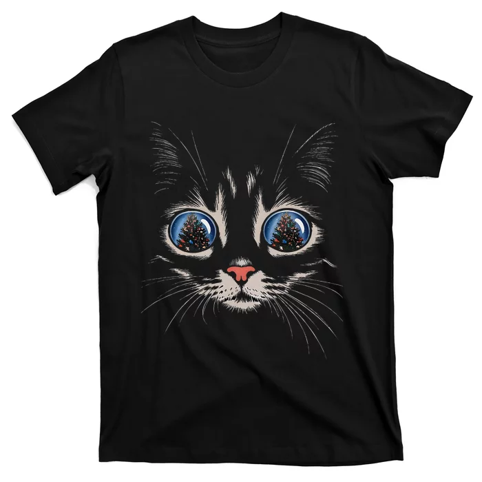 Cat Christmas Tree Reflection T-Shirt