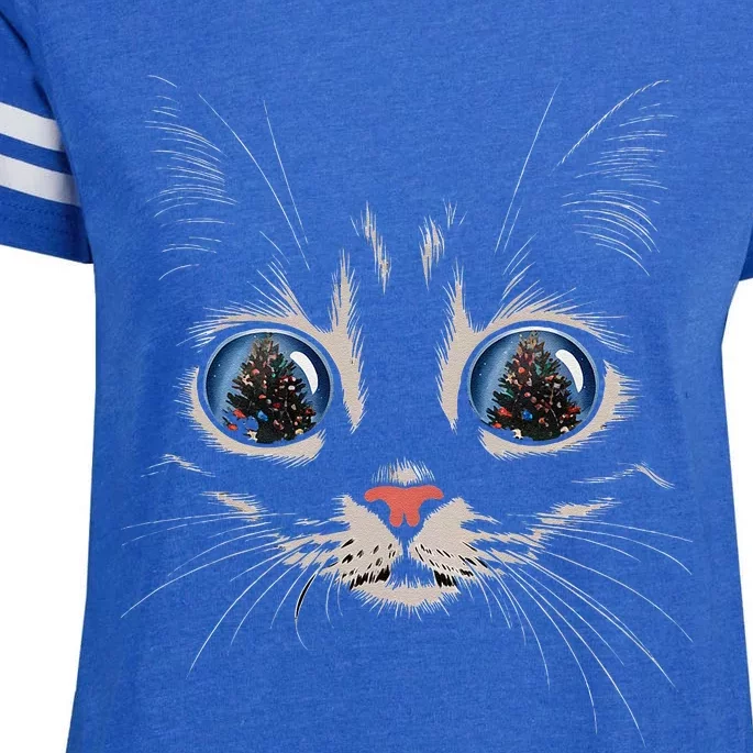 Cat Christmas Tree Reflection Enza Ladies Jersey Football T-Shirt