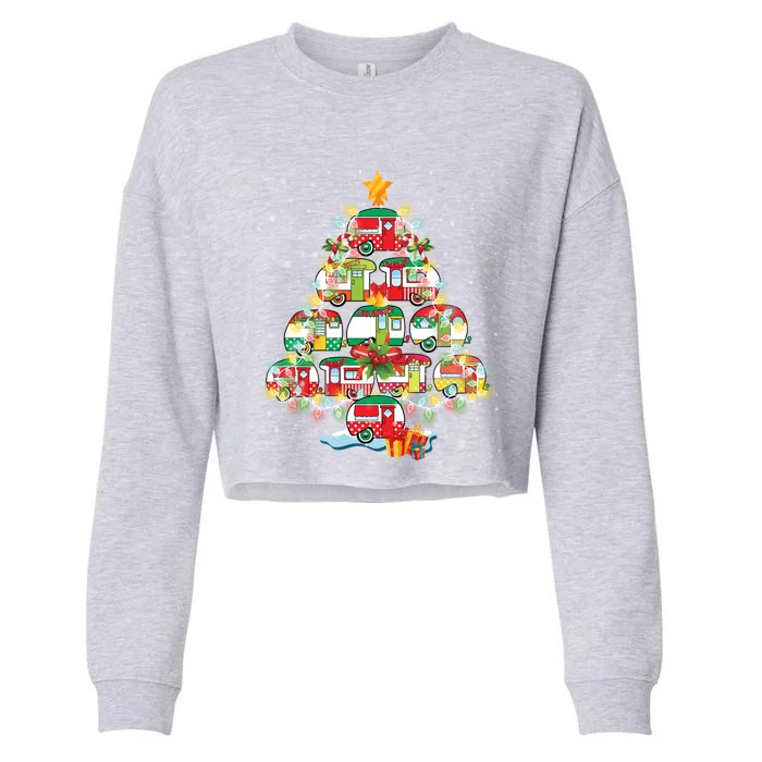 Campers Christmas Tree Xmas Lights Decorative Christmas Gift Cropped Pullover Crew