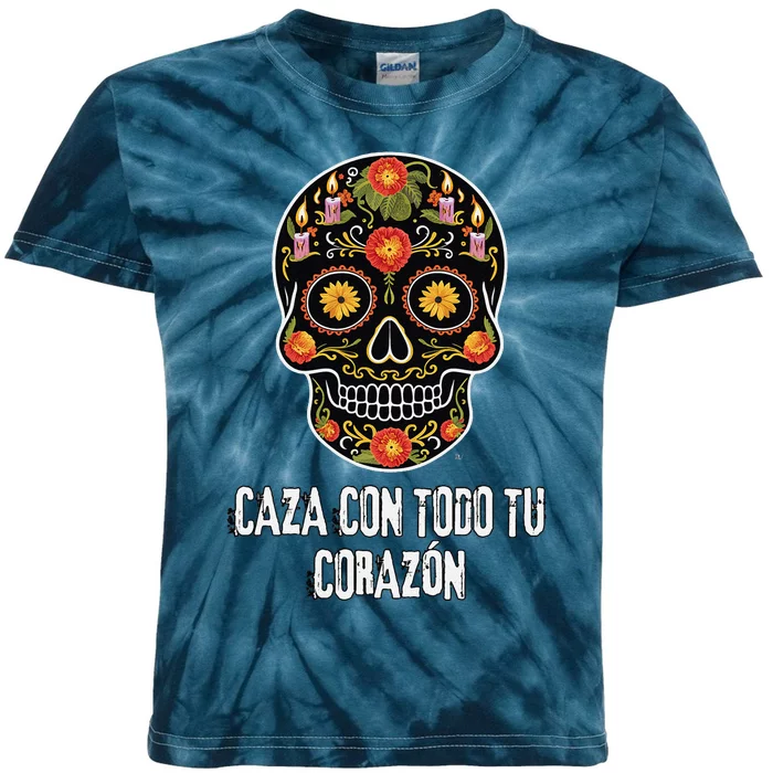 Caza Con Todu Tu Corazon Halloween Sugar Skull Kids Tie-Dye T-Shirt