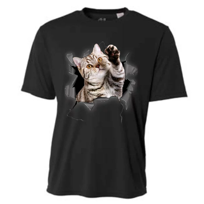 Cute Cat Torn Cloth Funny For Cat Lover Cat Mom Cat Dad Cooling Performance Crew T-Shirt