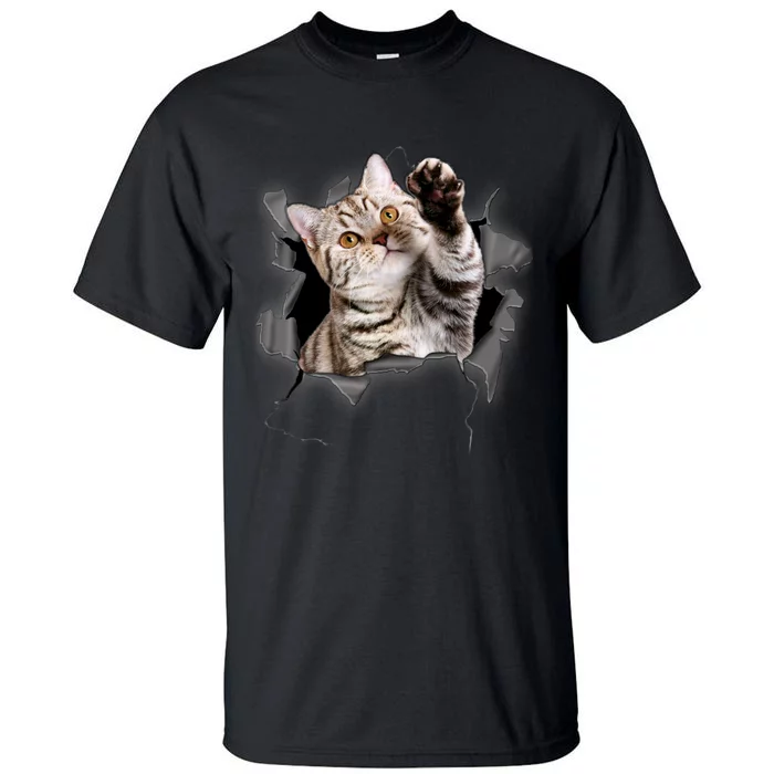 Cute Cat Torn Cloth Funny For Cat Lover Cat Mom Cat Dad Tall T-Shirt