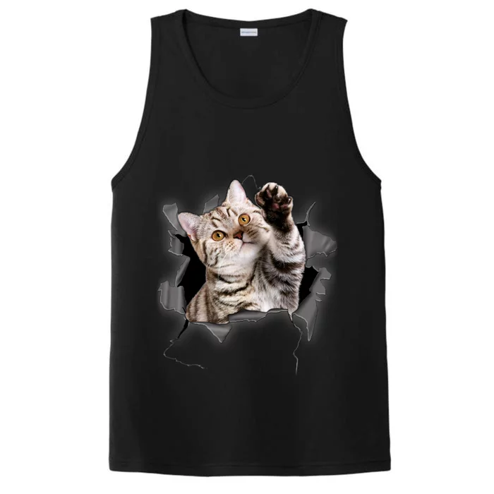 Cute Cat Torn Cloth Funny For Cat Lover Cat Mom Cat Dad Performance Tank