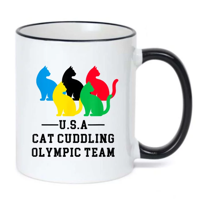 Cat Cuddling Team Black Color Changing Mug