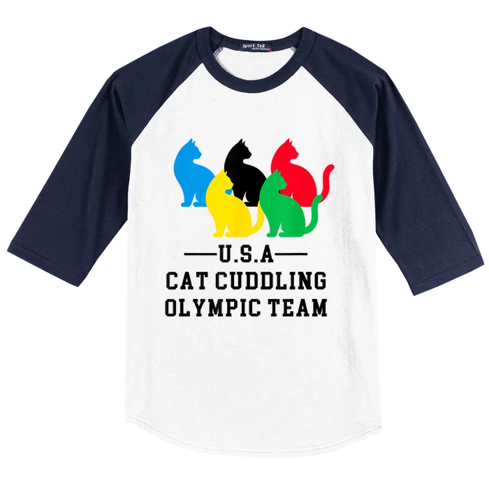 Cat Cuddling Team Baseball Sleeve Shirt