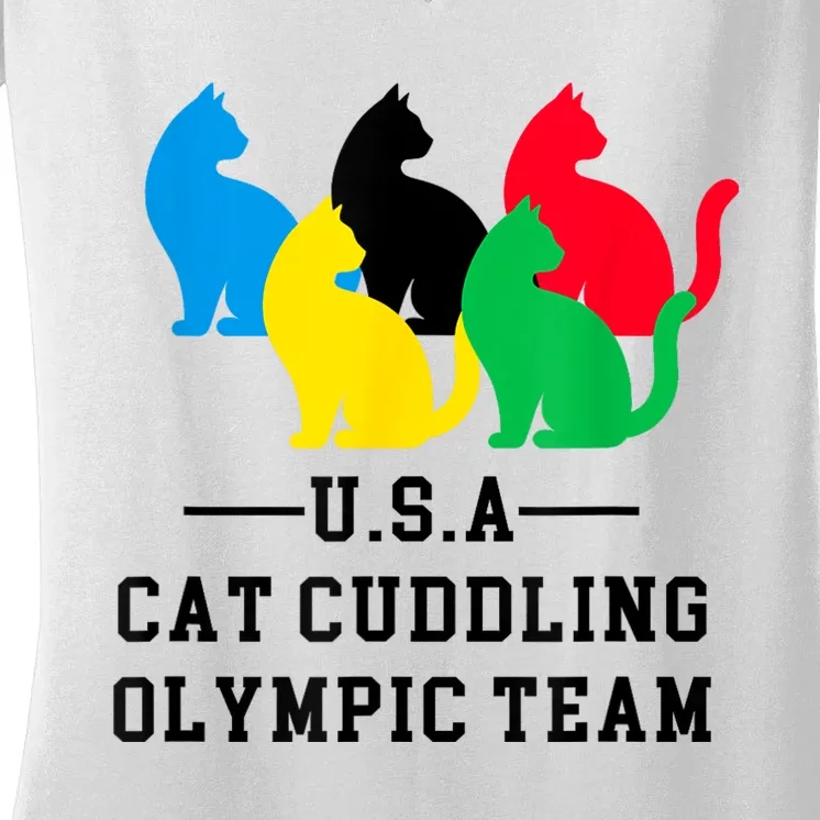 Cat Cuddling Team Women's V-Neck T-Shirt