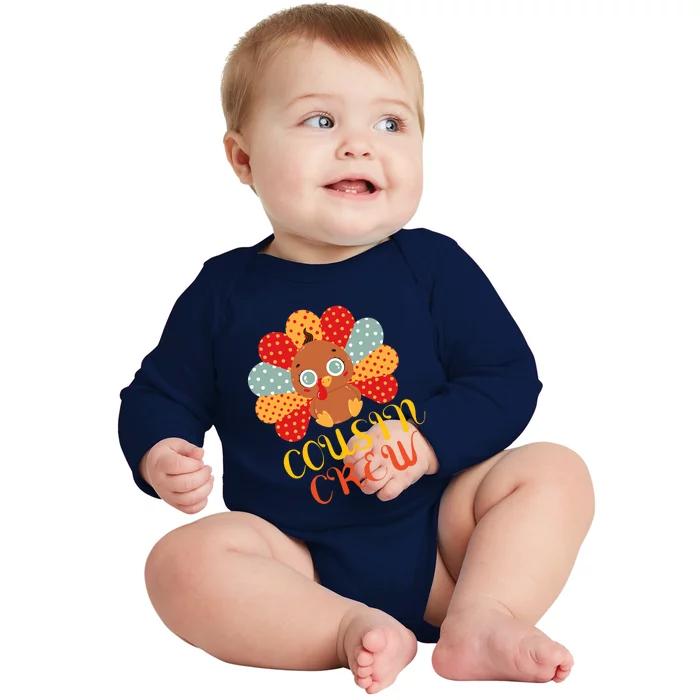 Cousin Crew Turkey Cute Family Thanksgiving Pajamas Matching Cool Gift Baby Long Sleeve Bodysuit