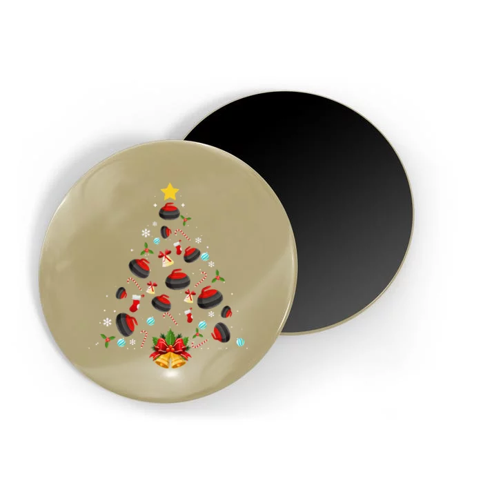 Curling Christmas Tree Player Lover Xmas Funny Gift Magnet