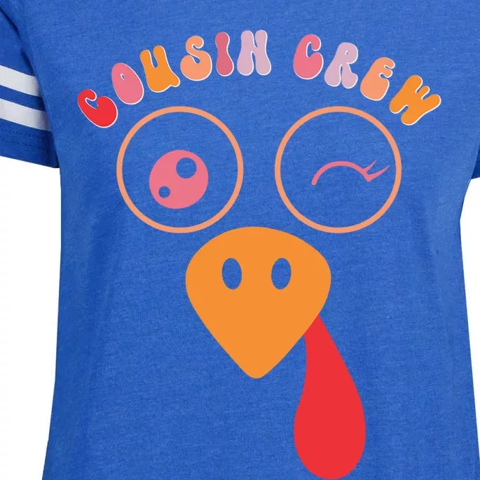 Cousin Crew Turkey Cute Retro Groovy Sunglasses Thanksgiving Gift Enza Ladies Jersey Football T-Shirt