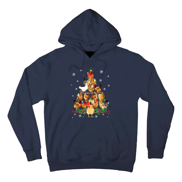 Chicken Christmas Tree Lights Love Chicken Farmer Christmas Hoodie