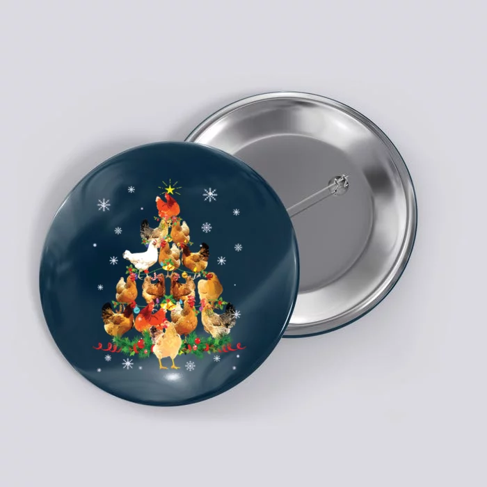 Chicken Christmas Tree Lights Love Chicken Farmer Christmas Button