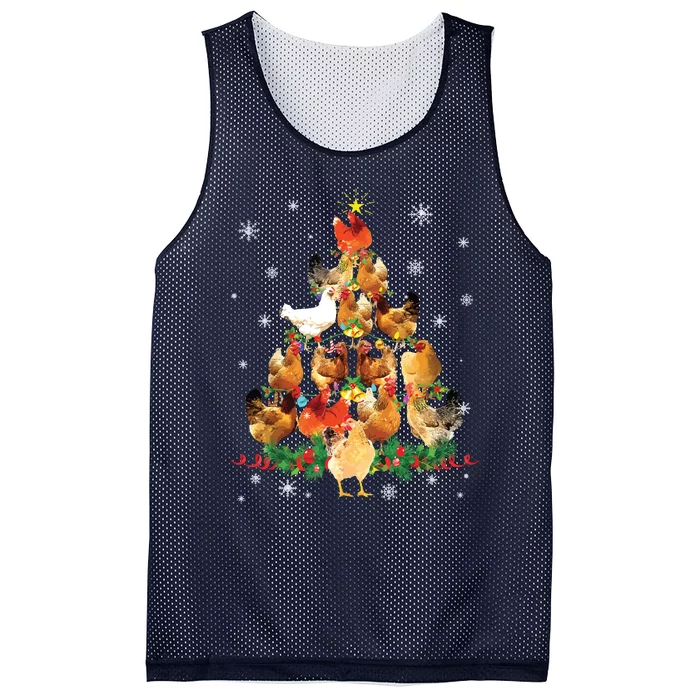 Chicken Christmas Tree Lights Love Chicken Farmer Christmas Mesh Reversible Basketball Jersey Tank