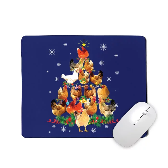 Chicken Christmas Tree Lights Love Chicken Farmer Christmas Mousepad