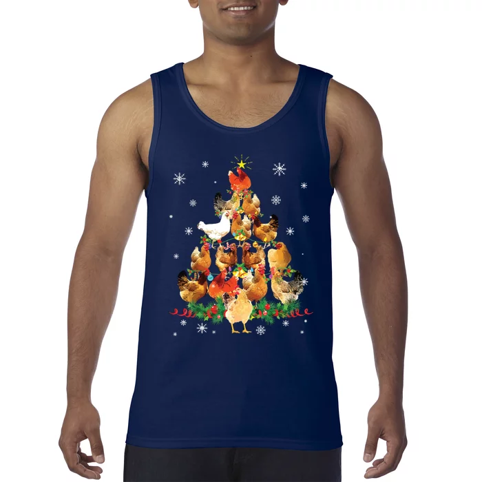 Chicken Christmas Tree Lights Love Chicken Farmer Christmas Tank Top