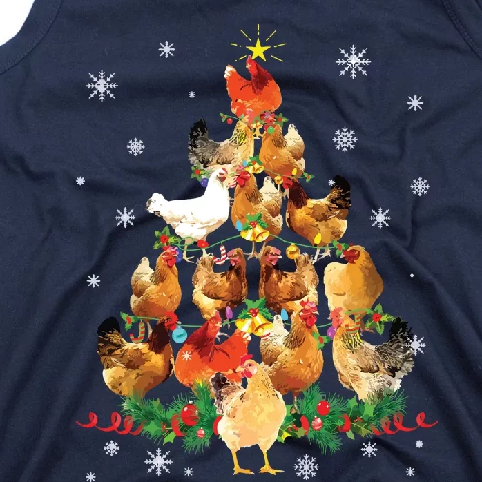 Chicken Christmas Tree Lights Love Chicken Farmer Christmas Tank Top