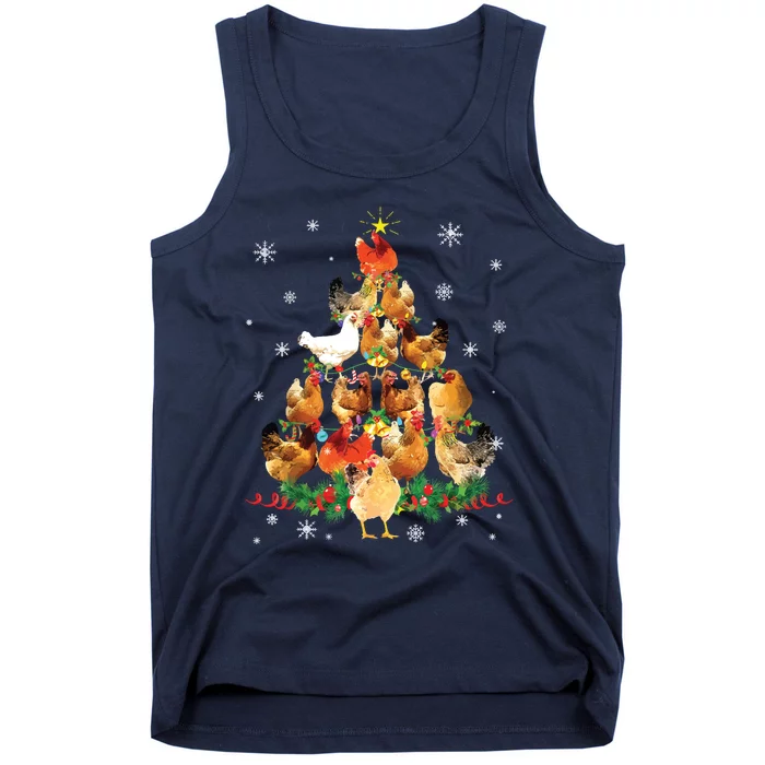 Chicken Christmas Tree Lights Love Chicken Farmer Christmas Tank Top