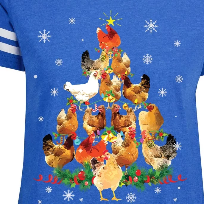 Chicken Christmas Tree Lights Love Chicken Farmer Christmas Enza Ladies Jersey Football T-Shirt