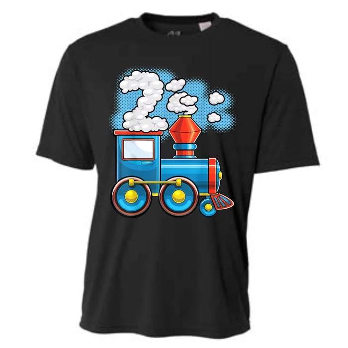 Chugga Chugga Train 2nd Birthday Party Supply Birthday Boy Cooling Performance Crew T-Shirt