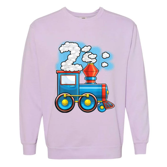 Chugga Chugga Train 2nd Birthday Party Supply Birthday Boy Garment-Dyed Sweatshirt