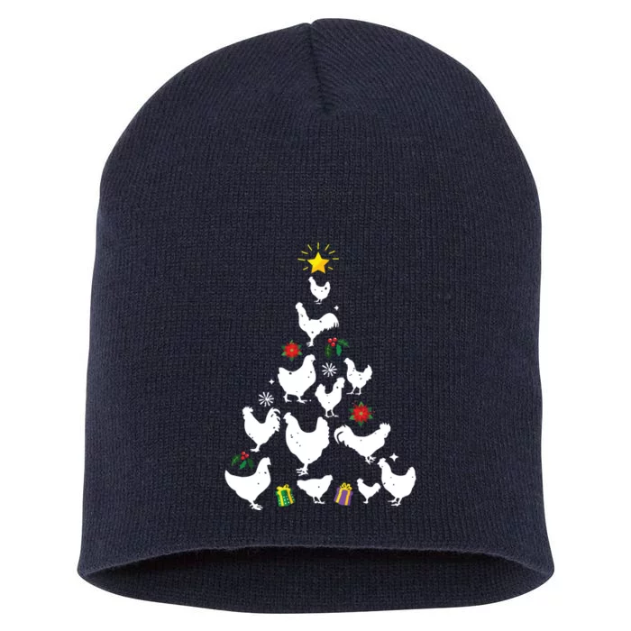 Chicken Christmas Tree Lights Love Chicken Farmer Xmas Cute Short Acrylic Beanie