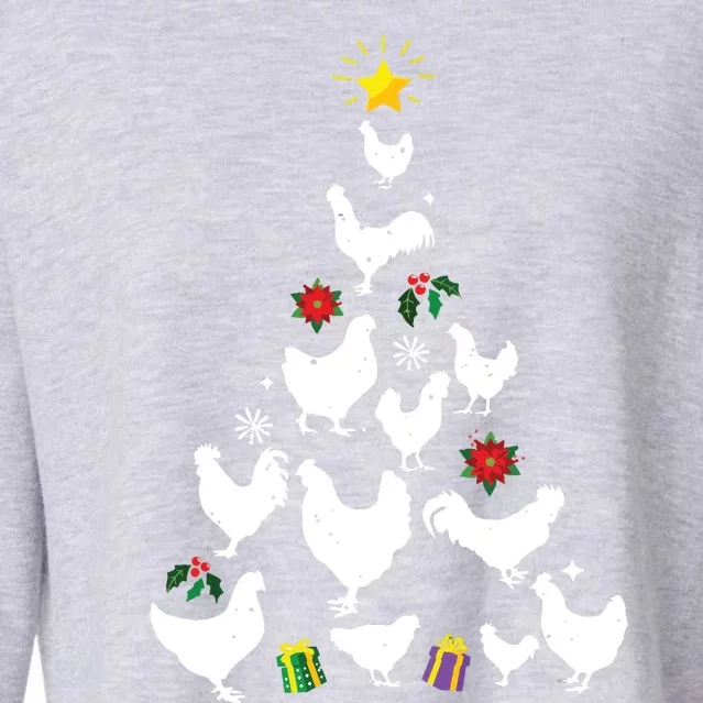 Chicken Christmas Tree Lights Love Chicken Farmer Xmas Cute Cropped Pullover Crew