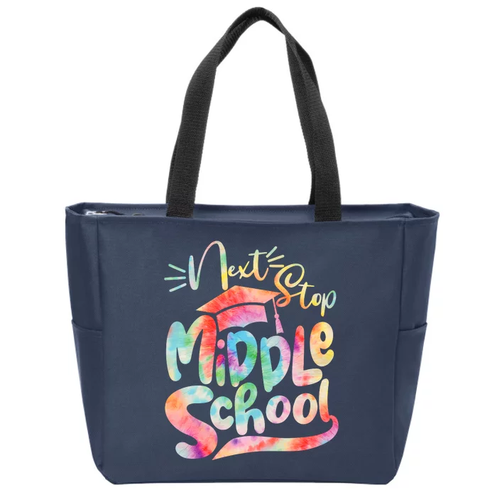 Cute Colorful Tie Dye Next Stop Middle School Zip Tote Bag